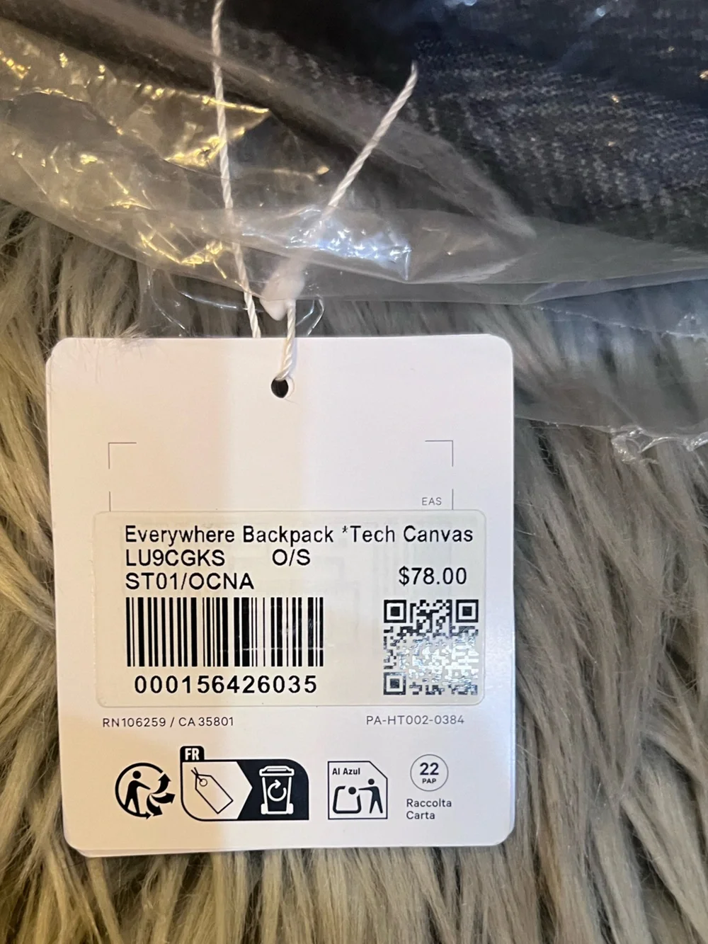 NWT lululemon Everywhere backpack metal tech canvas